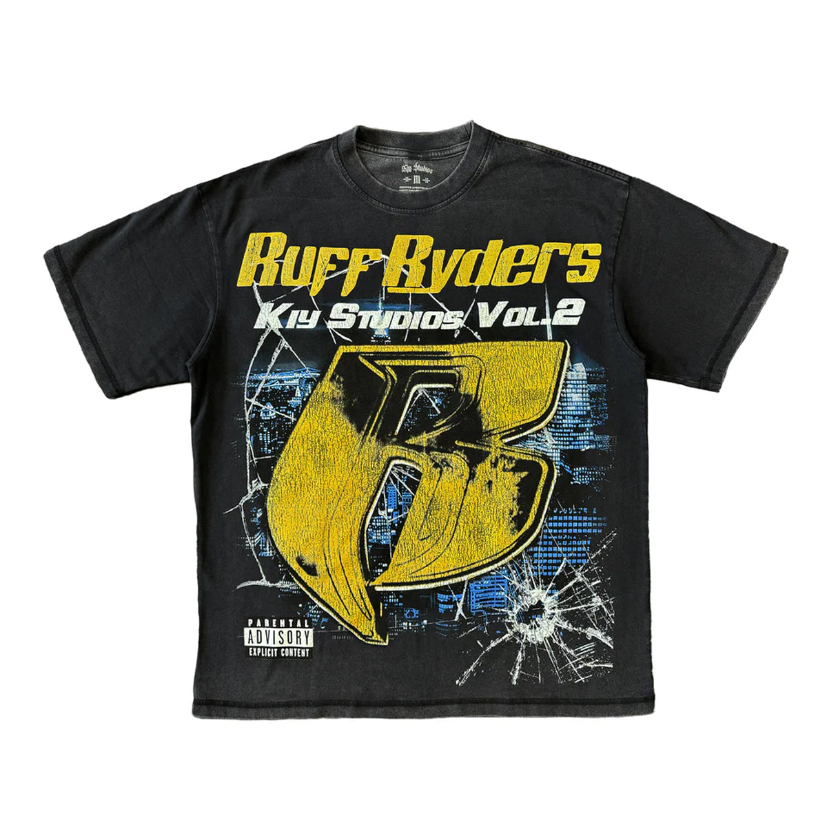 KIY Studios X Ruff Ryders &quot;Shattered Vol.2&quot; Vintage Black Tee