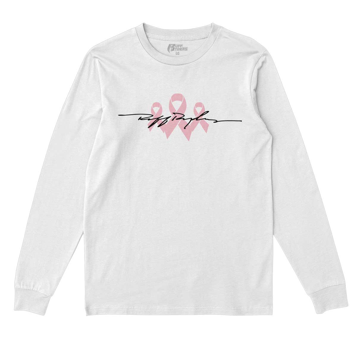 RR Signature Pink Ribbon Long Sleeve T-Shirt - White